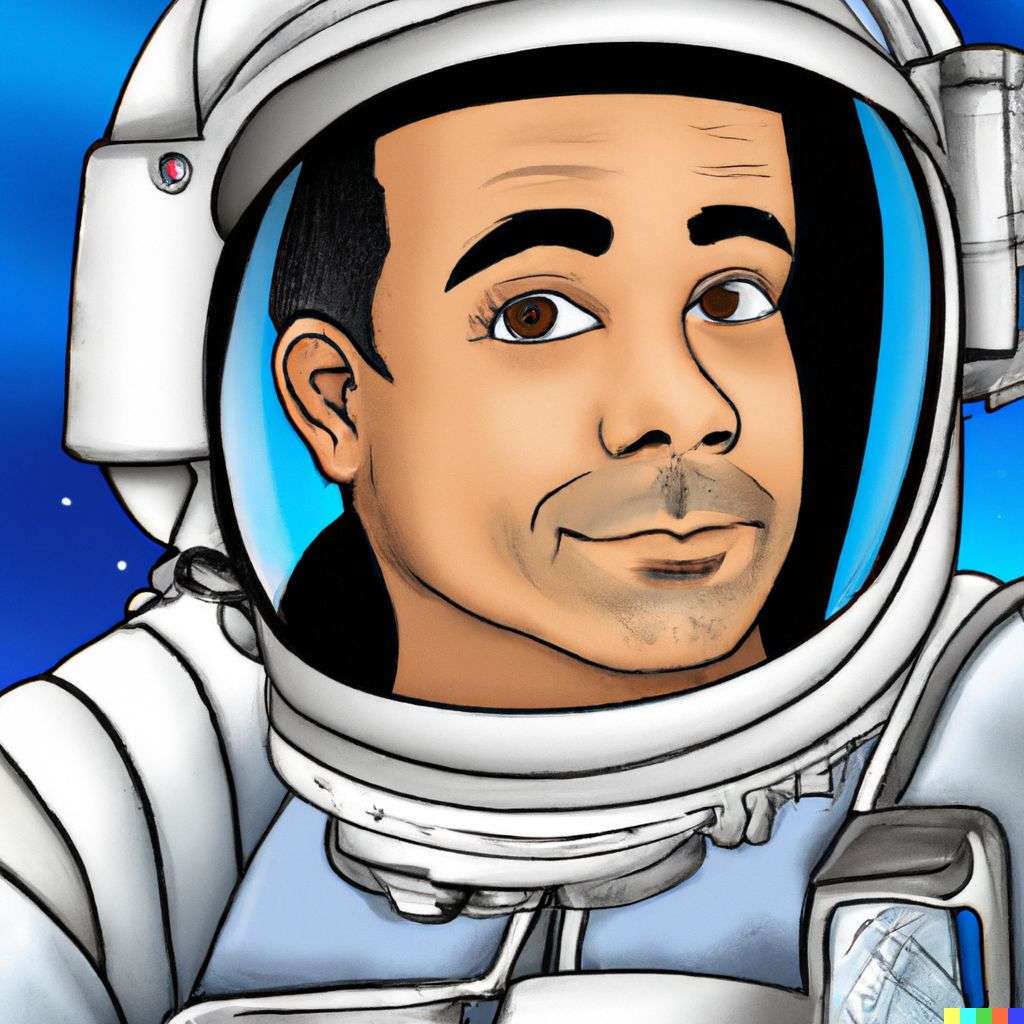 an astronaut, classic comic strip